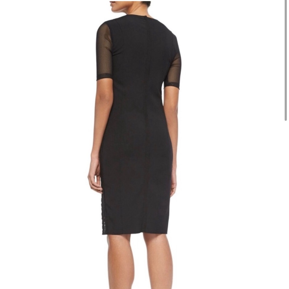 Elie Tahari Marianna Black Mesh Bodycon Midi Cocktail Dress Size 4 - Picture 2 of 12
